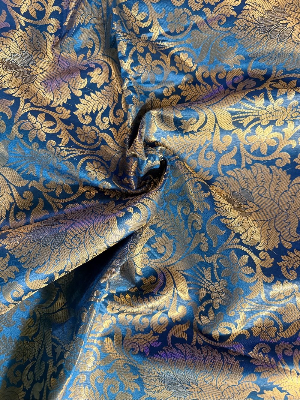 New Luxury Blue and Gold Brocade Fabric 5.47 Yards